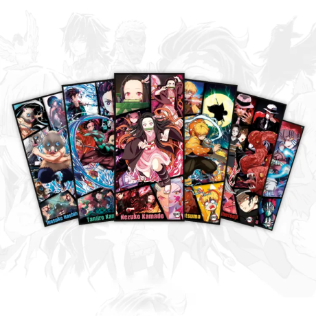 demon-slayer-anime-poster-set-of-nezuko-tanjiro-zenitsu-inosuke-muzan-akaza-collectible-anime-posters-big-0