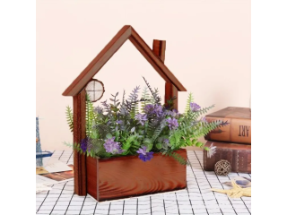 Home Design Planter Table And Wall Home Decor Cute Small Wooden Hanging Pot in Brown 1pc