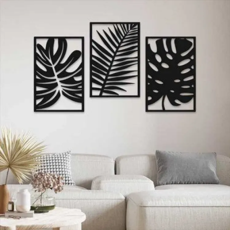 3pc-leaf-wooden-canvas-wall-art-decor-sculpture-decorative-home-decor-large-3ft-big-0