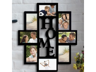 Black 8 In 1 Wall Decor Wooden Picture Frame For 4 x 6" Photos