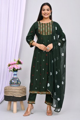 womens-cotton-kurti-pant-with-dupatta-big-1