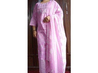 Cotton Kurthi Set Pink