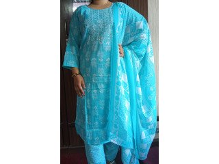 Cotton Kurthi Set Blue