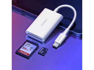 Ugreen Memory Card Reader OTG SD 4.0 / Micro SD (TF) 4.0 (UHS-II, UHS-2 - 280 MBps) to USB Type C 3.2 Gen 1 White