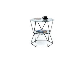 BENA GLASS COFFEE TABLE 60 CM BK/CG