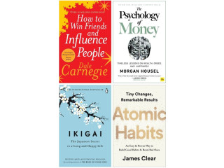 Atomic Habit+Ikigai+Psychology Of Money+How To Win Friends And Influence People by Life Changing books l Combo of 4 books