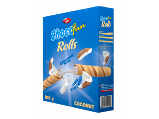Chocofun Wafer Rolls - Coconut (5gm x 10pcs x 2tray)