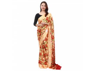 Saree For Women Digital/Floral Printed Saree with Unstitched Blouse