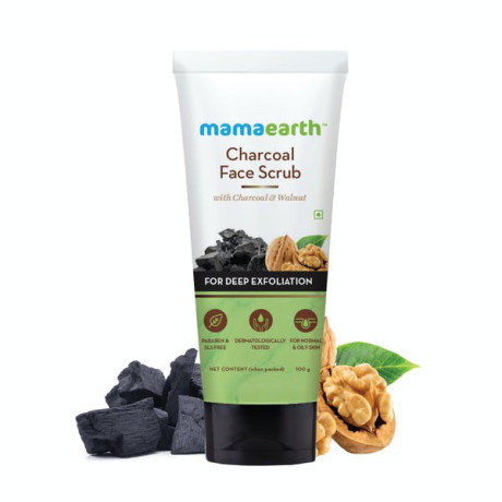 mamaearth-charcoal-face-scrub-for-oily-skin-normal-skin-with-charcoal-walnut-100gm-big-0