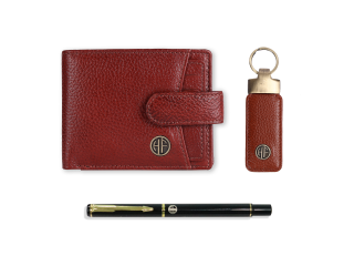 Hammonds Flycatcher Genuine Leather Wallet Combo Gift Sets Wallets Pen and Key Ring For Men (502 br)