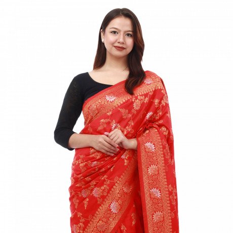 womens-foil-printed-dola-silk-saree-with-blouse-piece-big-2