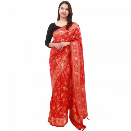 womens-foil-printed-dola-silk-saree-with-blouse-piece-big-0