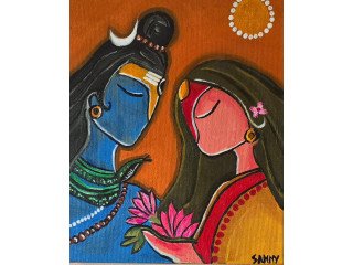 Hand painted Shiva Parvati Painting 10"*12"