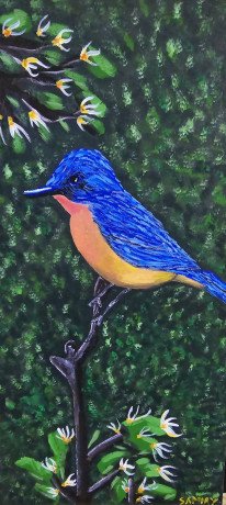 hand-painted-bird-in-a-forest-canvas-painting-big-2