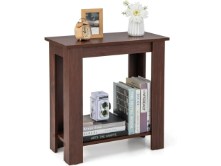 Ressence Sofa Side End Table, 2-Tier Home Accent Table for Small Space, Wooden Multipurpose Night Stand for Bedroom Living Room in Brown
